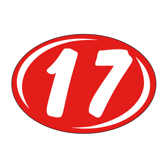 Window Sticker - Rounds - White on Red - 2017 - Qty. 12