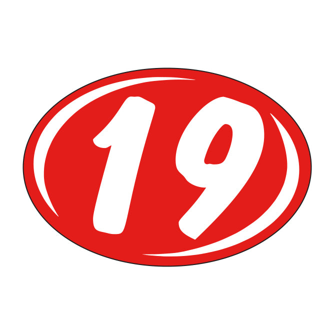 Window Sticker - Rounds - White on Red - 2019 - Qty. 12