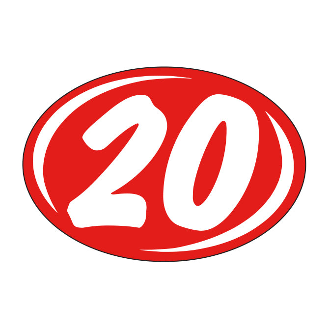 Window Sticker - Rounds - White on Red - 2020 - Qty. 12