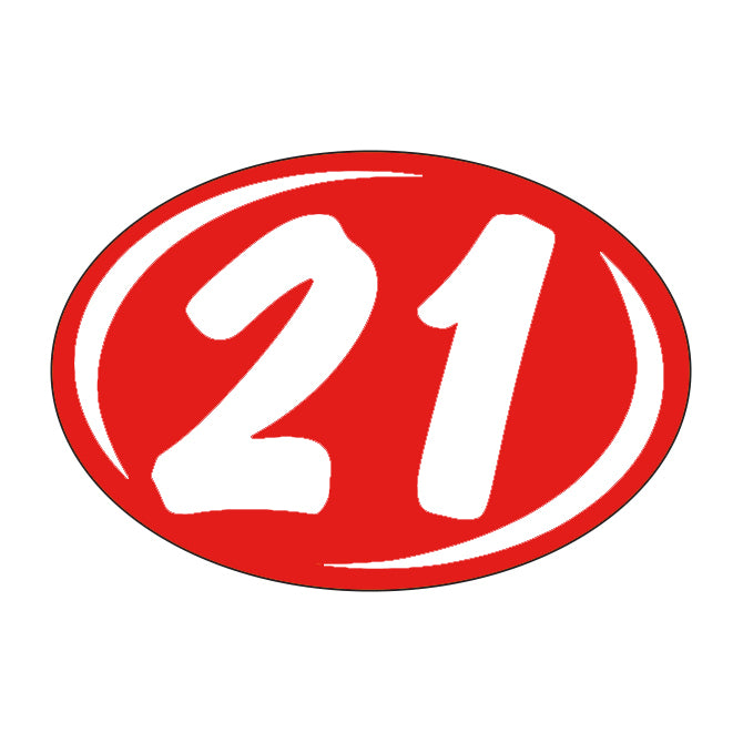 Window Sticker - Rounds - White on Red - 2021 - Qty. 12