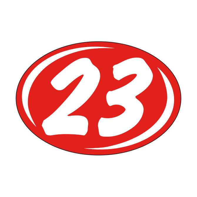 Window Sticker - Rounds - White on Red - 2023 - Qty. 12