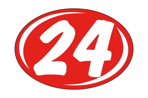Window Sticker - Rounds - White on Red - 2024 - Qty. 12