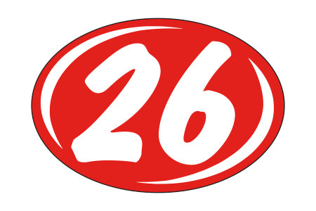 Window Sticker - Rounds - White on Red - 2026 - Qty. 12