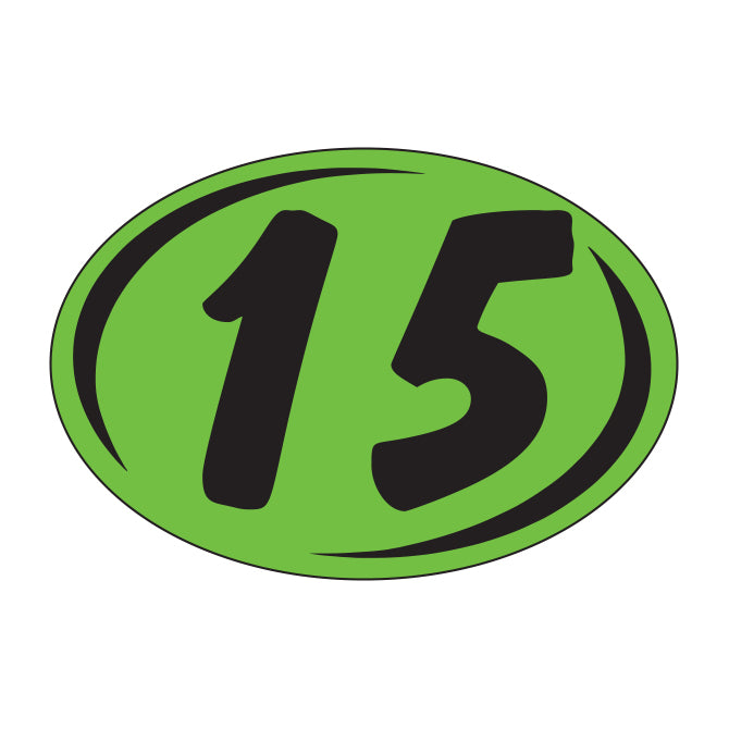 Window Sticker - Rounds - Black on Green - 2015 - Qty. 12