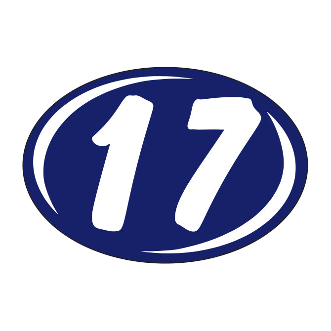 Window Sticker - Rounds - White on Blue - 2017 - Qty. 12