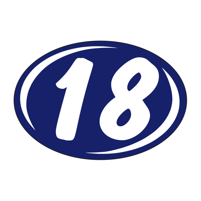 Window Sticker - Rounds - White on Blue - 2018 - Qty. 12