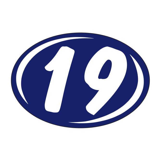 Window Sticker - Rounds - White on Blue - 2019 - Qty. 12