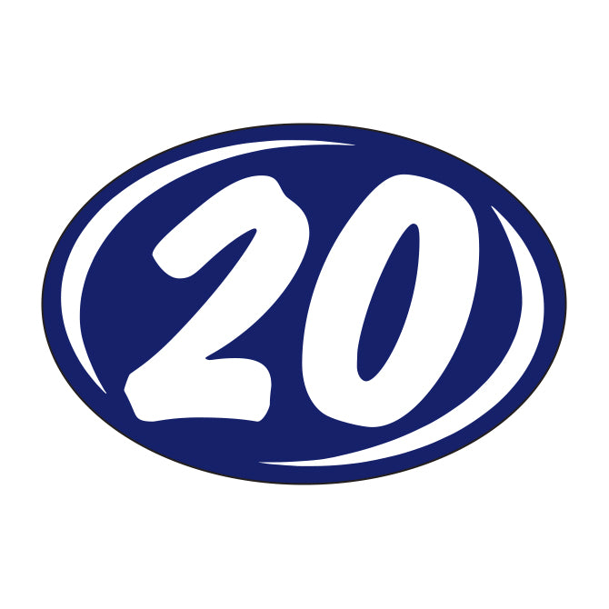 Window Sticker - Rounds - White on Blue - 2020 - Qty. 12