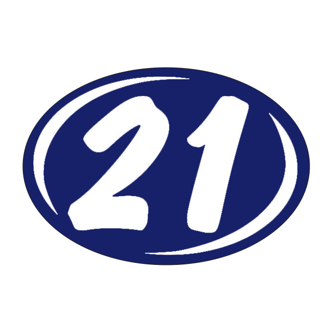 Window Sticker - Rounds - White on Blue - 2021 - Qty. 12