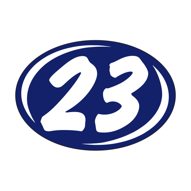 Window Sticker - Rounds - White on Blue - 2023 - Qty. 12