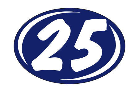 Window Sticker - Rounds - White on Blue - 2025 - Qty. 12