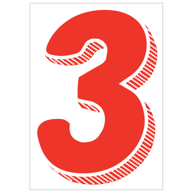 Window Sticker - 7 1/2" Red/White #3 - Qty. 12