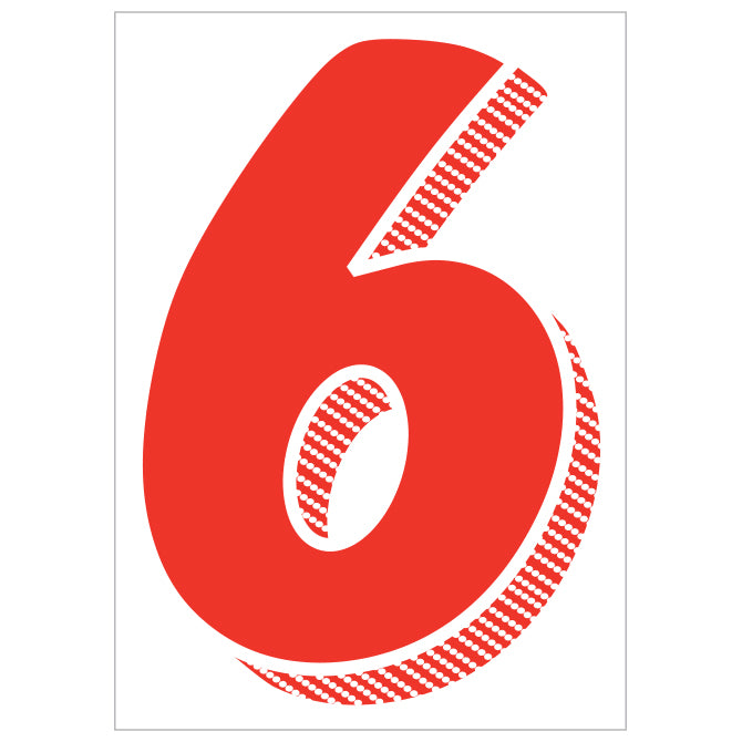 Window Sticker - 7 1/2" Red/White #6 - Qty. 12