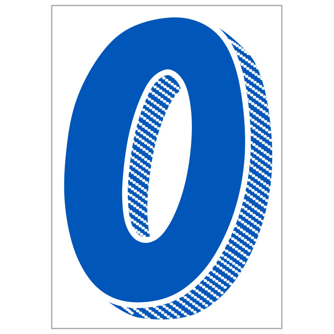 Window Sticker - 7 1/2" Blue/White #0 - Qty. 12