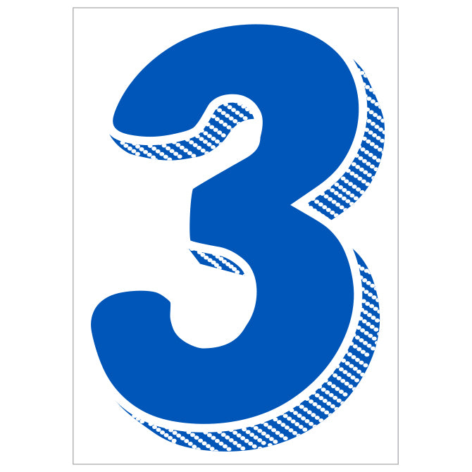 Window Sticker - 7 1/2" Blue/White #3 - Qty. 12