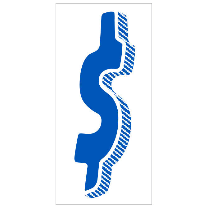 Window Sticker - 7 1/2" Blue/White "$" - Qty. 12