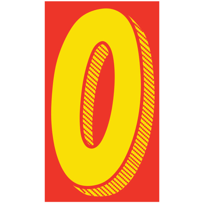 Window Sticker - 11 1/2" Yellow/Red #0 - Qty. 12