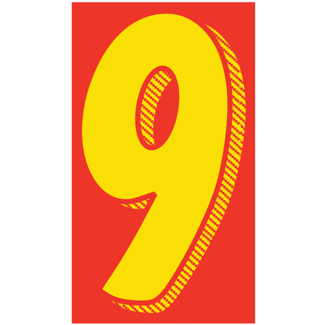 Window Sticker - 11 1/2" Yellow/Red #9 - Qty. 12