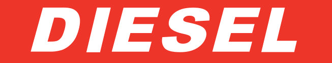 WHITE on RED Slogan - Diesel - Qty. 12