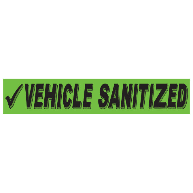 Flourescent Green & Black Slogan - Vehicle Sanitized - Qty. 12