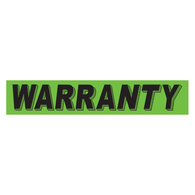 Flourescent Green & Black Slogan - Warranty - Qty. 12
