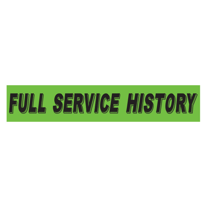 Flourescent Green & Black Slogan - Full Service History - Qty. 12