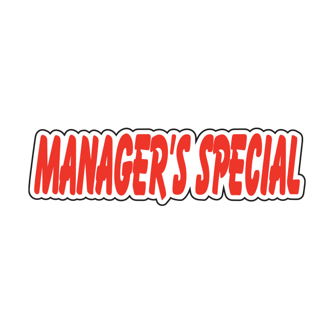 Red & White Die Cut Slogan - Manager's Special - Qty. 12