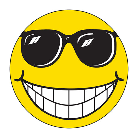 Window Sticker - Happy Face with Sun Glasses - 6" Diameter - Qty. 12