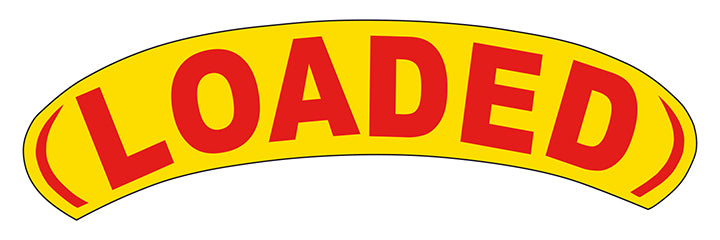 Arch Slogan Window Sticker - Loaded - Red on Yellow - Qty. 12