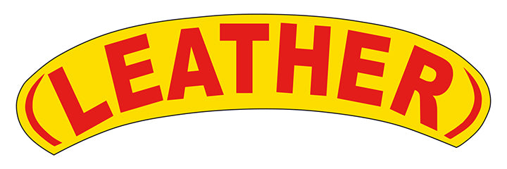 Arch Slogan Window Sticker - Leather - Red on Yellow - Qty. 12