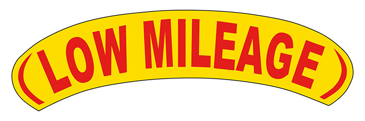 Arch Slogan Window Sticker - Low Mileage - Red on Yellow - Qty. 12