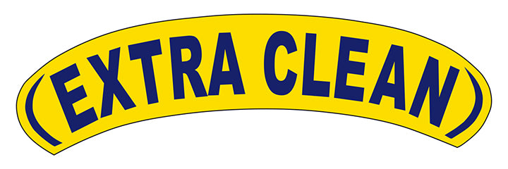 Arch Slogan Window Sticker - Extra Clean - Blue on Yellow - Qty. 12