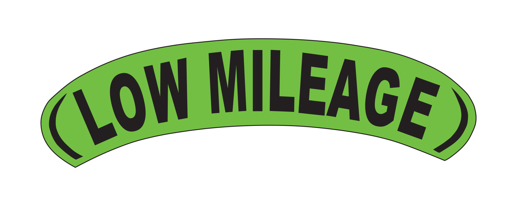Arch Slogan Window Sticker - Low Mileage - Fluorescent Green & Black - Qty.