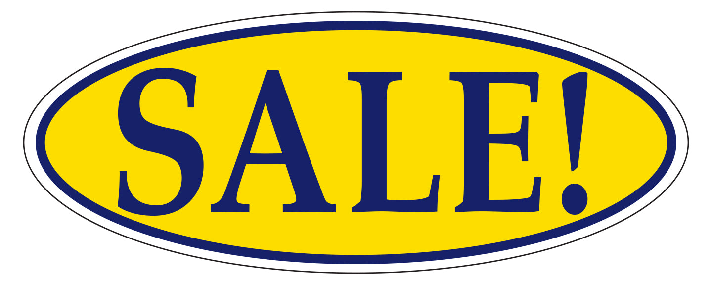 Window Sticker, Blue on Yellow Oval, SALE! - Qty. 12