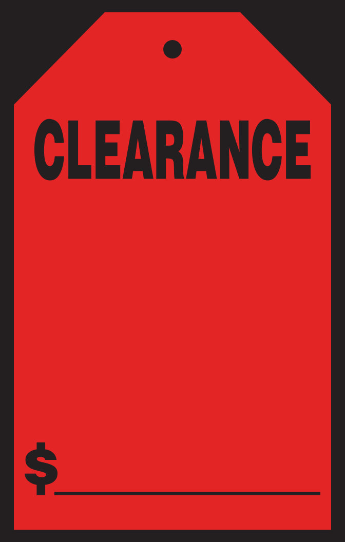 Window Price Sticker - Hang Tag - Red - Clearance - 7" x 11" - Qty. 12