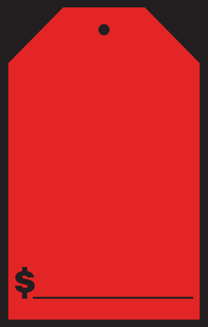 Window Price Sticker - Hang Tag - Red - $ Amount -7" x 11"- Qty. 12