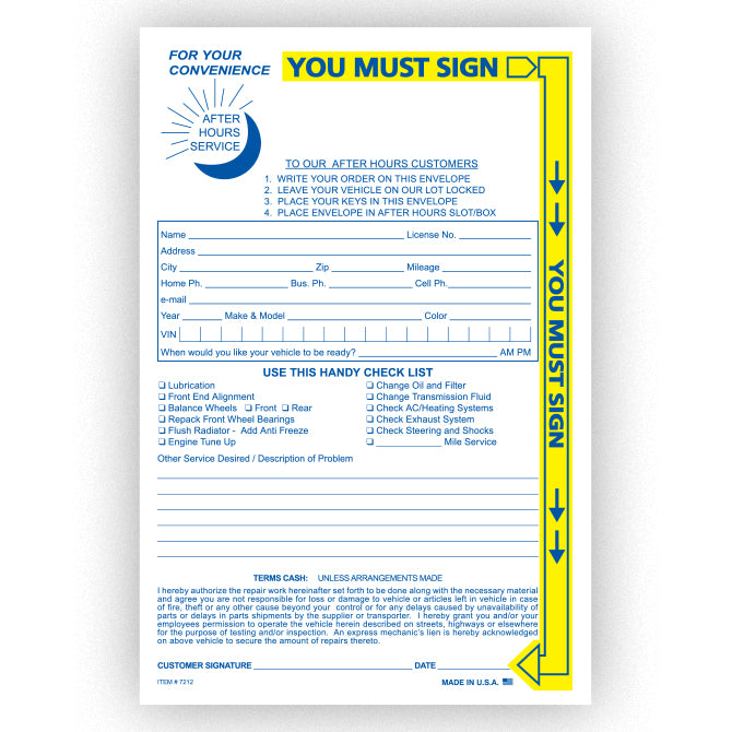 Yellow Highlight AFter Hours Envelope - NDE-YH - Qty. 100