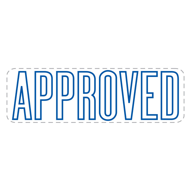 Self Inking Stamp - APPROVED - Blue Ink, 1/2" x 1 5/8" - Qty. 1