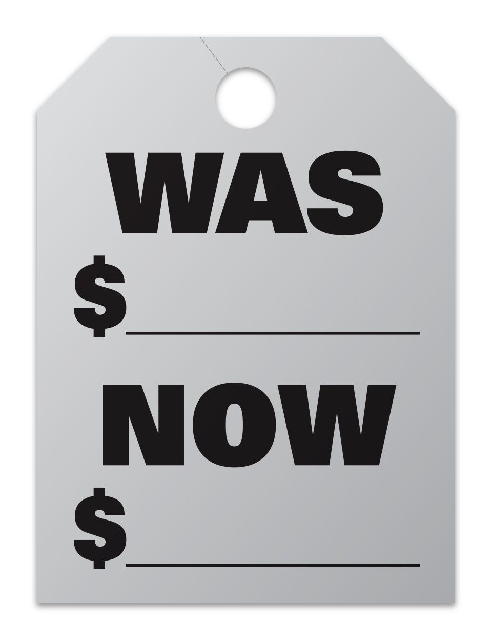 Hang Tags - Was Now - Large, Silver - Qty. 50