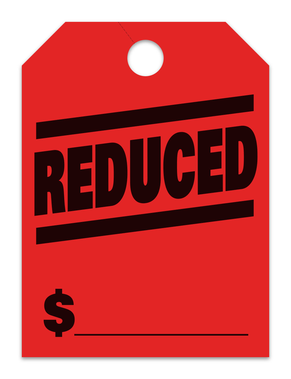 Hang Tags - Reduced - Large, Red - Qty. 50