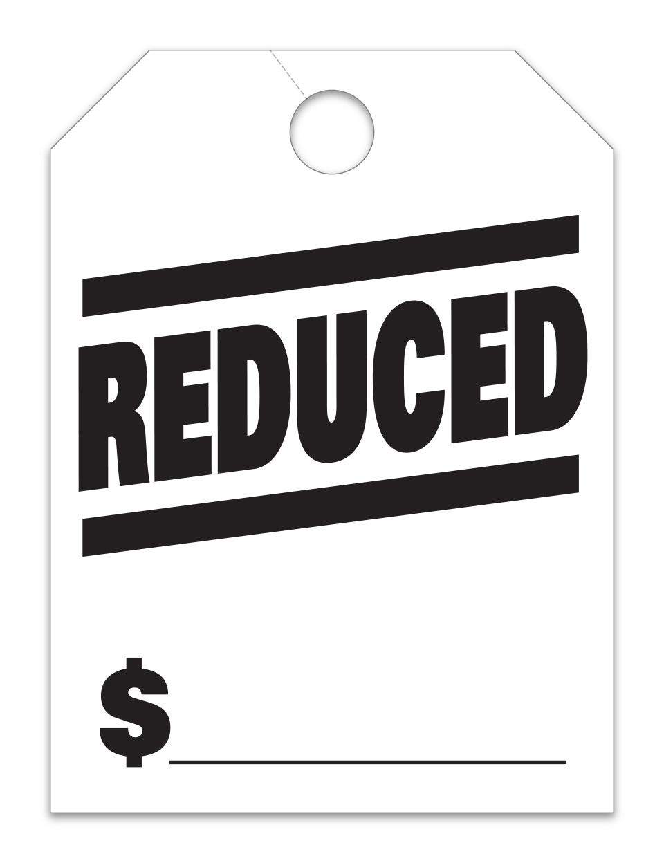 Hang Tags - Reduced - Large, White - Qty. 50