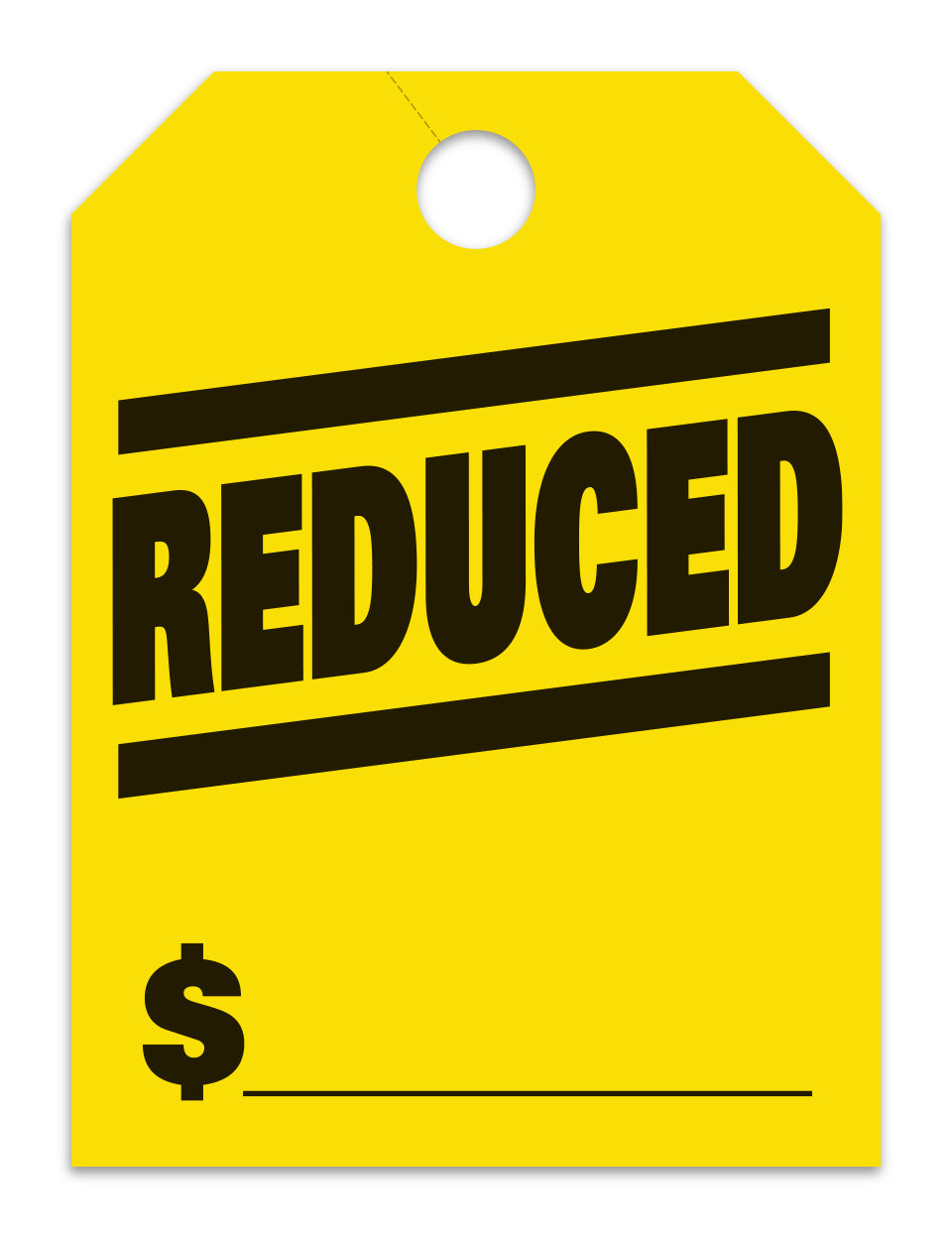 Hang Tags - Reduced - Large, Yellow - Qty. 50