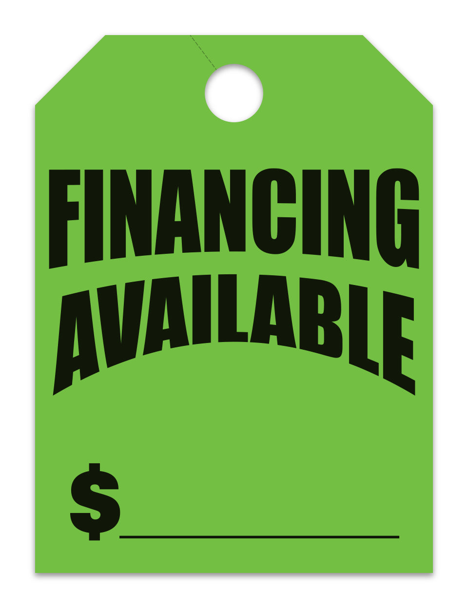 Hang Tags - Financing Available - Large, Green - Qty. 50