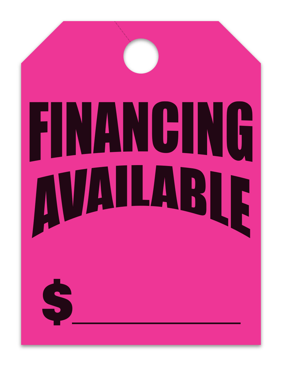 Hang Tags - Financing Available - Large, Pink - Qty. 50