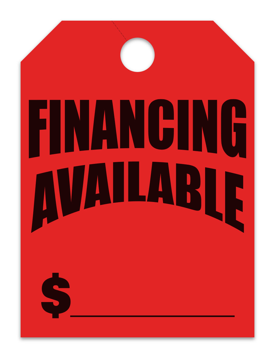 Hang Tags - Financing Available - Large, Red - Qty. 50