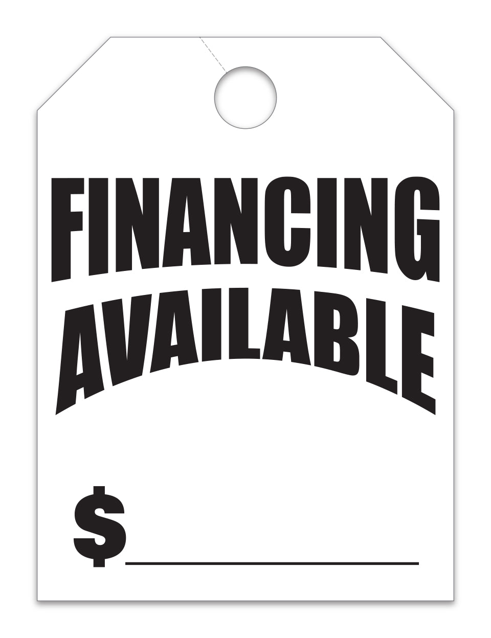 Hang Tags - Financing Available - Large, White - Qty. 50