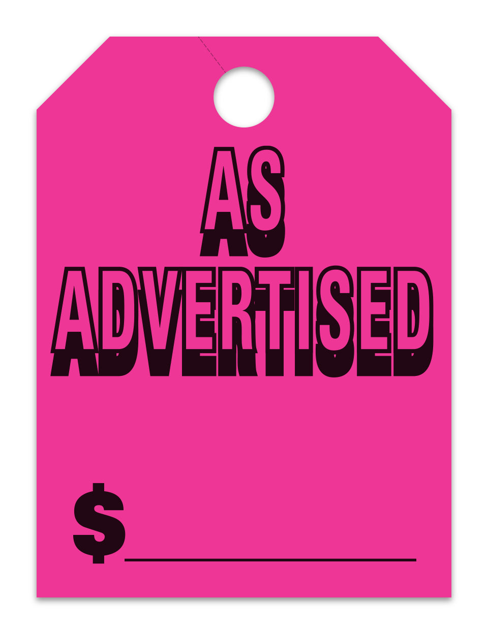 Hang Tags - As Advertised - Large, Pink - Qty. 50