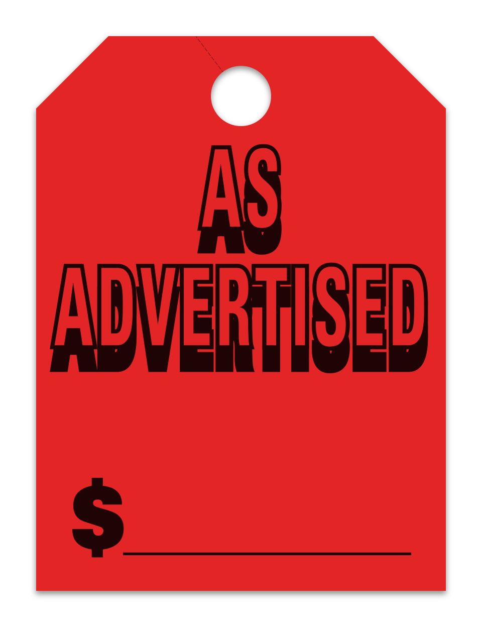 Hang Tags - As Advertised - Large, Red - Qty. 50