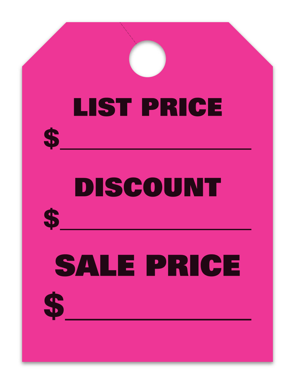 Hang Tags - List & Discount - Large, Pink - Qty. 50