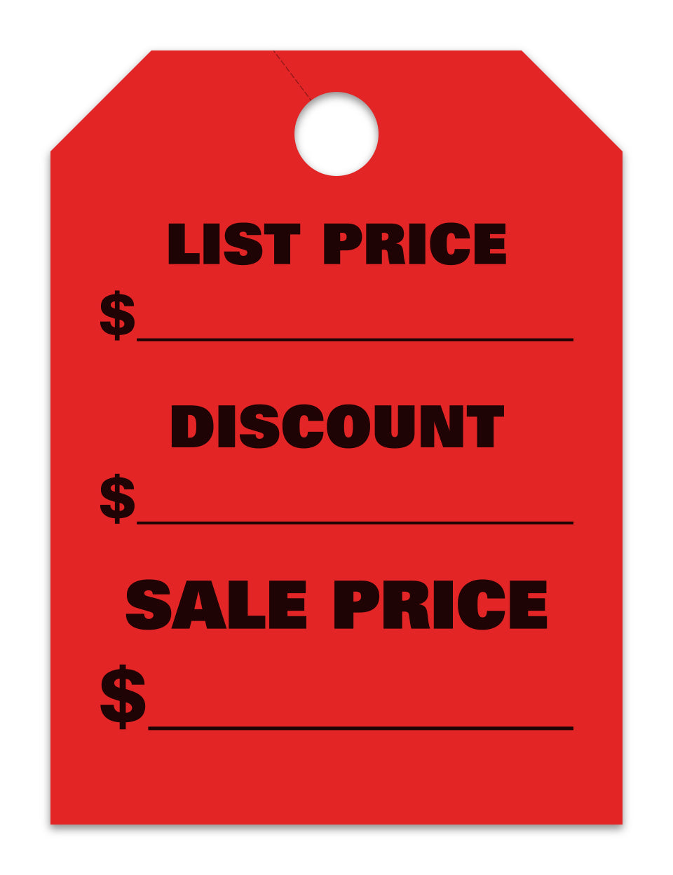 Hang Tags - List & Discount - Large, Red - Qty. 50